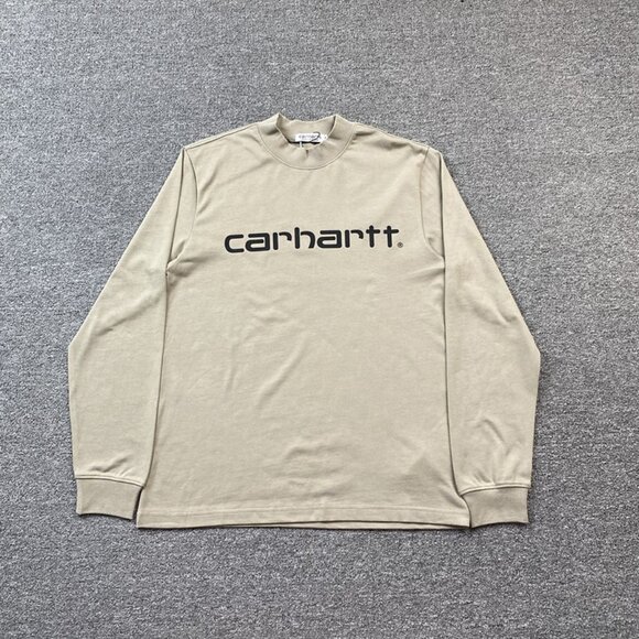 Carhartt Khaki Brand Text Logo Long Sleeves